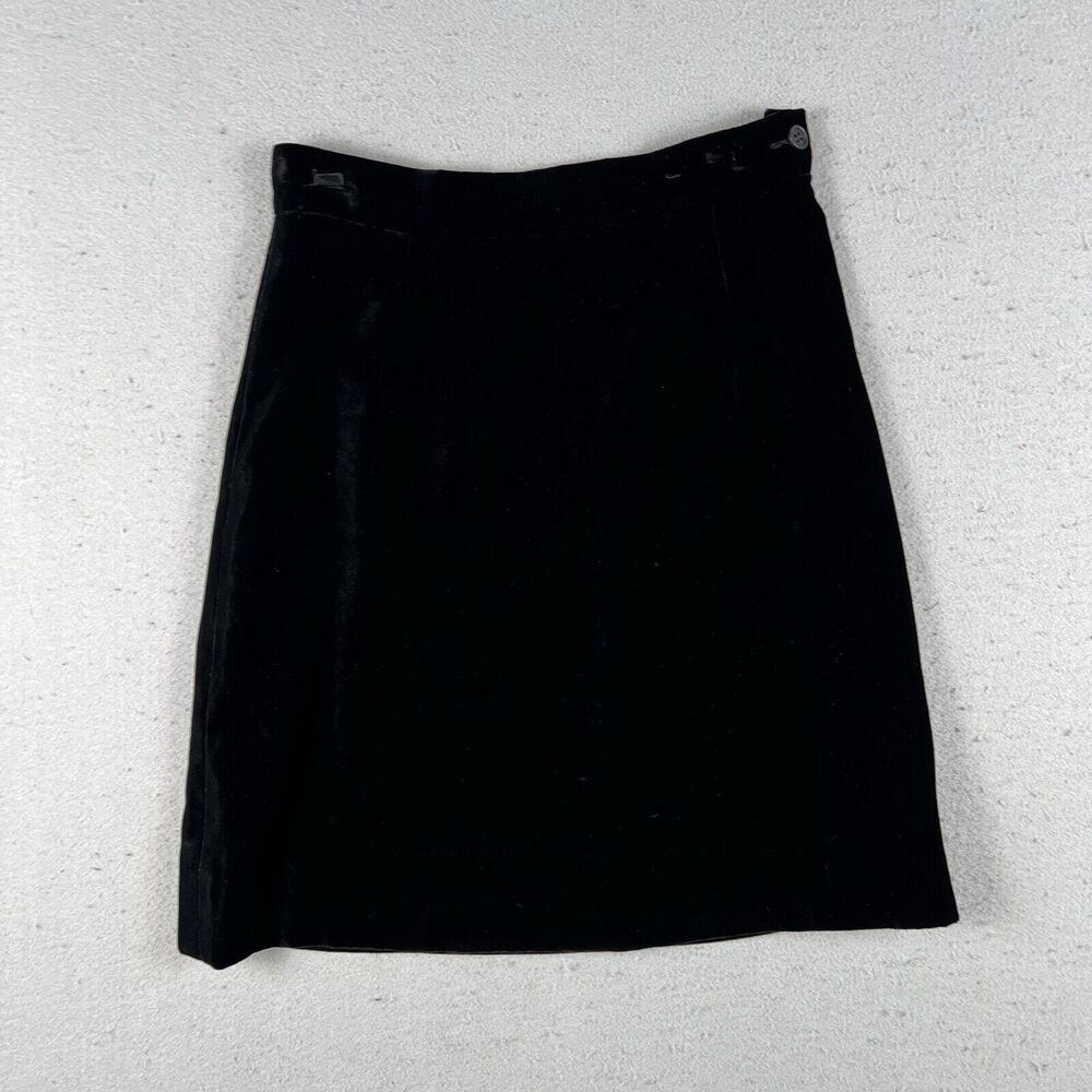 Vintage Fendi Velvet Knee Length Skirt Women’s 27 Black Mid Rise A Line‎
